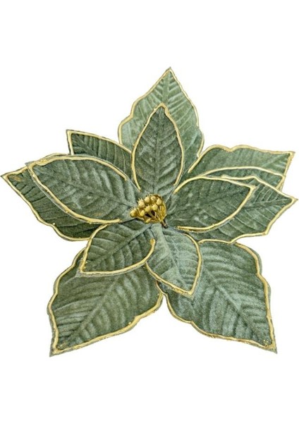 Yılbaşı Ağaç Süsü Ponsetya Atatürk Çiçeği Altın Sim Detaylı Yağ Yeşili 30 cm modelleri