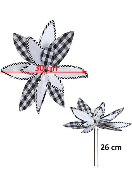 Yılbaşı Ağaç Süsü Ponsetya Atatürk Çiçeği Pötikare Desenli Beyaz 30 cm fiyatları