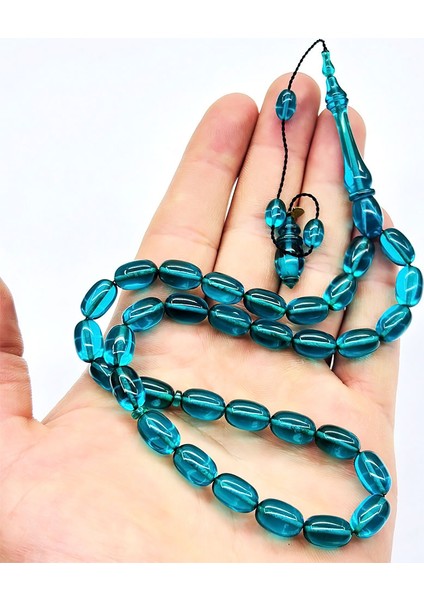 Usta Işi Petrol Mavisi Sıkma Ateş Kehribar Tesbih modelleri