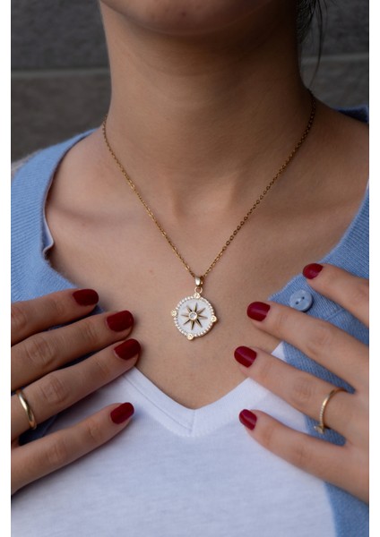 Çelik Kuzey Yıldızı Zirkon Taşlı Kolye fiyatları