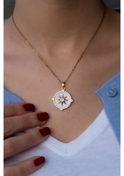 Çelik Kuzey Yıldızı Zirkon Taşlı Kolye fırsatları