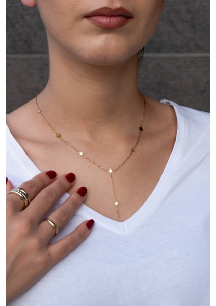 Çelik Yıldız Figürlü Kadın Kolye