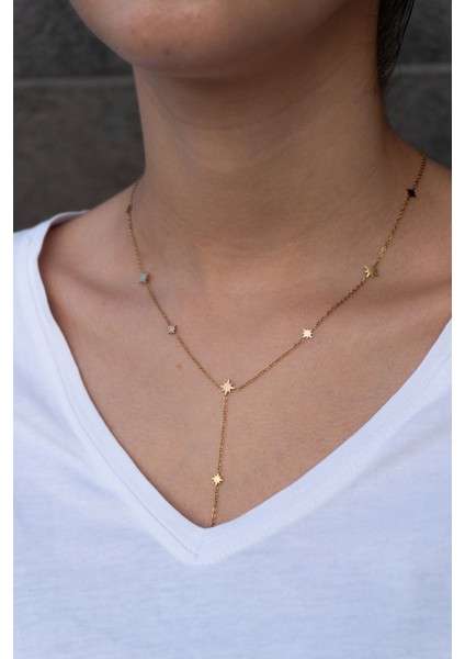 Çelik Yıldız Figürlü Kadın Kolye modelleri