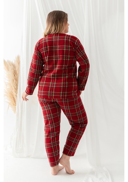 Büyük Beden Peluş Polar Pijama Takımı- Kışlık Büyük Beden Kadın Pijama