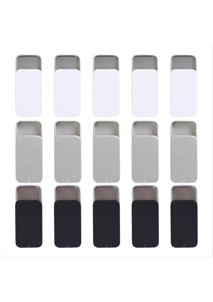 15 Pc Slayt Üst Teneke Kaplar Mini Metal Kalay Kutu Konteynerleri Küçük Öğeler Için Kapaklı Saklama Kutuları (Siyah Beyaz Gümüş) (Yurt Dışından)