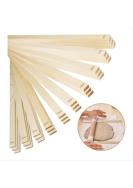 30 Parçalı Çömlek Öğretimi Yuvarlanan Kil Çubukları Ahşap Kil Rulo Kılavuzu Kil Araçları Ahşap Yuvarlanma Pimi Kılavuz Çubuk Seti (Yurt Dışından)