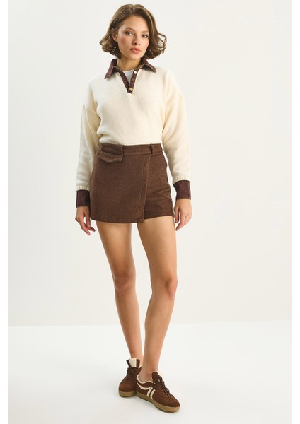 Kadın Kaşe Mini Şort Etek