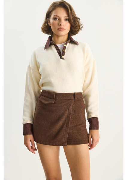 Kadın Kaşe Mini Şort Etek modelleri