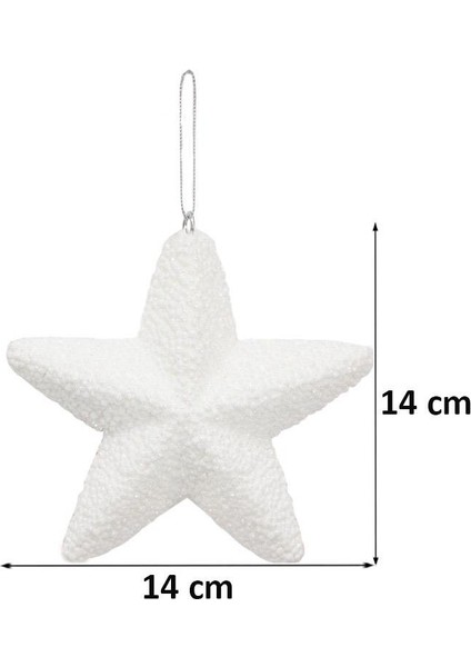 Yılbaşı Ağaç Süsü Kabartma Detaylı Simli Yıldız Dekoratif Süs beyaz 15 cm fiyatları