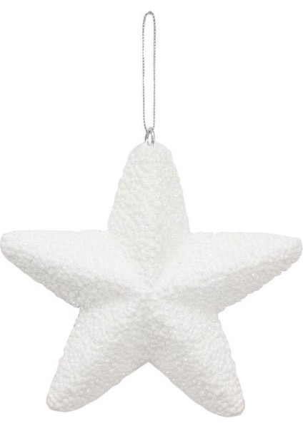 Yılbaşı Ağaç Süsü Kabartma Detaylı Simli Yıldız Dekoratif Süs beyaz 15 cm modelleri