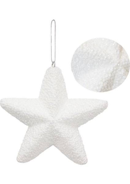 Yılbaşı Ağaç Süsü Kabartma Detaylı Simli Yıldız Dekoratif Süs beyaz 15 cm fırsatları