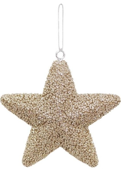 Yılbaşı Ağaç Süsü Kabartma Detaylı Simli Yıldız Dekoratif Süs şampanya 15 cm modelleri