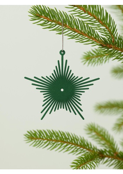 Yılbaşı Ağaç Süsü Kadife Yıldız Dekoratif Süs Yeşil 13 cm