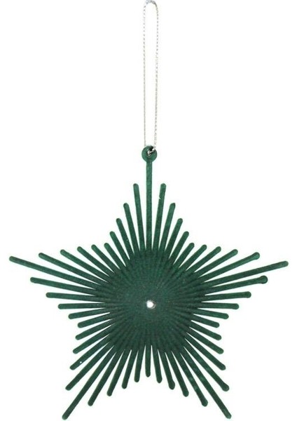 Yılbaşı Ağaç Süsü Kadife Yıldız Dekoratif Süs Yeşil 13 cm modelleri
