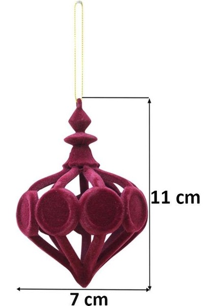 Yılbaşı Ağaç Süsü Kadife Damla Form Dekoratif Asılabilir Süs Bordo 11 cm fiyatları