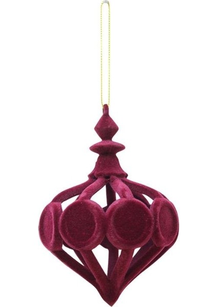 Yılbaşı Ağaç Süsü Kadife Damla Form Dekoratif Asılabilir Süs Bordo 11 cm modelleri