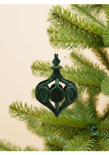 Yılbaşı Ağaç Süsü Kadife Damla Form Dekoratif Asılabilir Süs Yeşil 11 cm