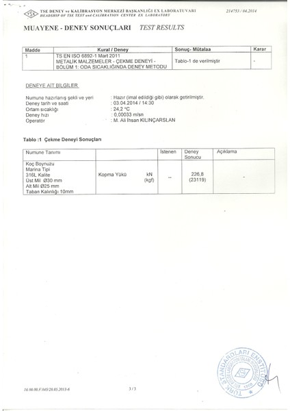 316 L Krom Koç Boynuzu Marina ve Iskele Tipi Ayna Polisaj ( 10 Ton ) modelleri