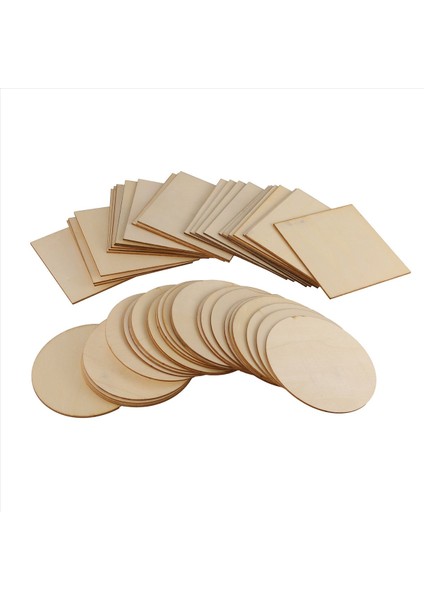 50PCS Ahşap Dilimler 4X4INCH Bitmemiş Ahşap Parçalar Diy Coaster Sanatları Için Kare ve Yuvarlak Ahşap Boyama El Sanatları (Yurt Dışından)