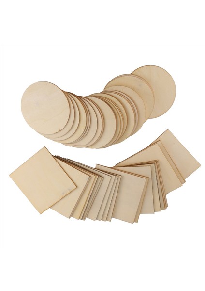 50PCS Ahşap Dilimler 4X4INCH Bitmemiş Ahşap Parçalar Diy Coaster Sanatları Için Kare ve Yuvarlak Ahşap Boyama El Sanatları (Yurt Dışından) fiyatları