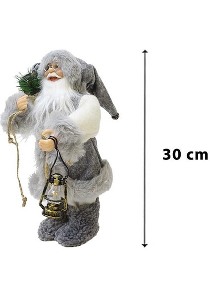 Yılbaşı Dekoru Gri Kürklü Noel Baba Figürlü Süsleme Aksesuarı 30 Cm fiyatları