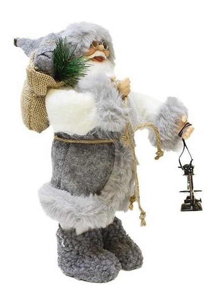 Yılbaşı Dekoru Gri Kürklü Noel Baba Figürlü Süsleme Aksesuarı 30 Cm modelleri
