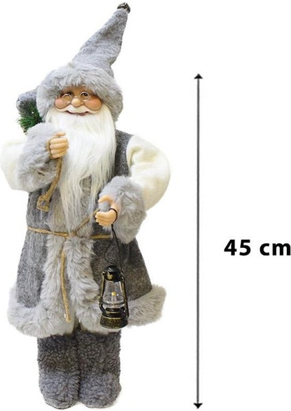 Yılbaşı Dekoru Gri Kürklü Noel Baba Figürlü Süsleme Aksesuarı 45 Cm fiyatları