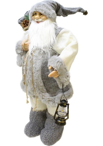 Yılbaşı Dekoru Gri Kürklü Noel Baba Figürlü Süsleme Aksesuarı 60 Cm fiyatları