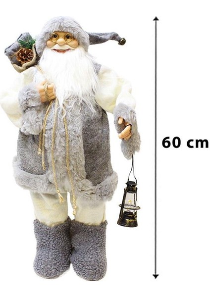 Yılbaşı Dekoru Gri Kürklü Noel Baba Figürlü Süsleme Aksesuarı 60 Cm fırsatları