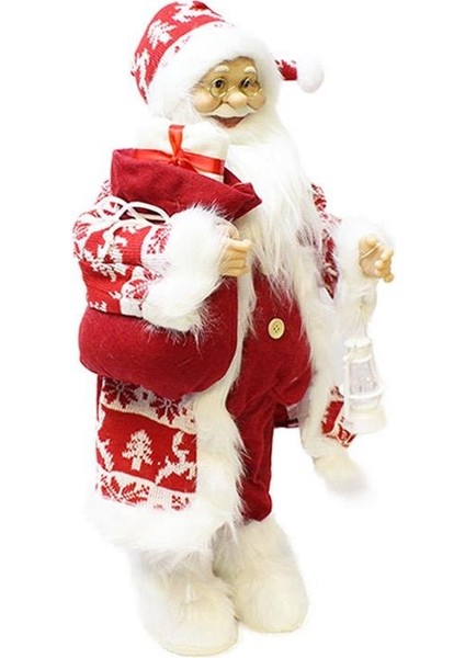 Yılbaşı Dekoru Desenli Kürklü Noel Baba Figürlü Süsleme Aksesuarı Kırmızı Beyaz 65 cm fiyatları