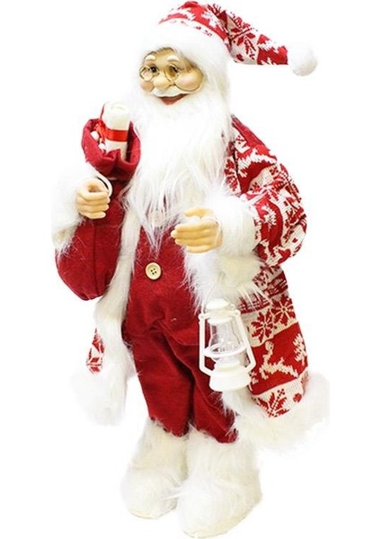Yılbaşı Dekoru Desenli Kürklü Noel Baba Figürlü Süsleme Aksesuarı Kırmızı Beyaz 65 cm modelleri