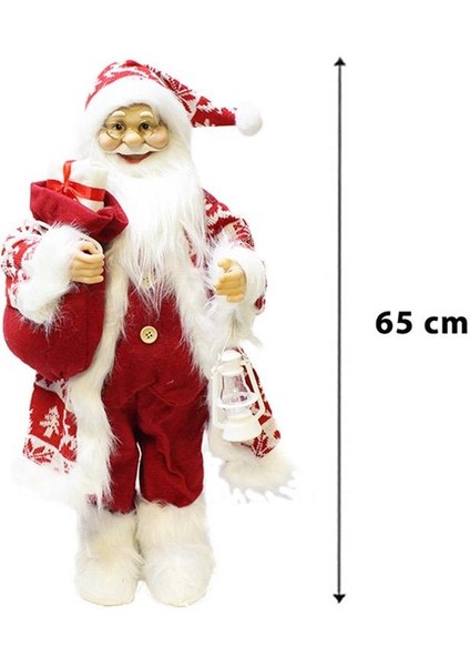 Yılbaşı Dekoru Desenli Kürklü Noel Baba Figürlü Süsleme Aksesuarı Kırmızı Beyaz 65 cm fırsatları