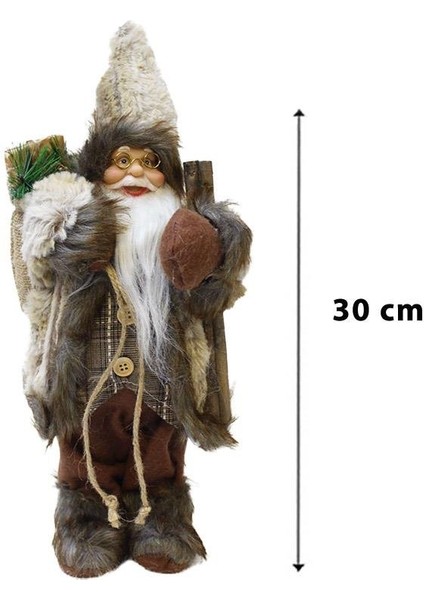 Yılbaşı Dekoru Çuvallı Rustik Noel Baba Figürlü Süsleme Aksesuarı Kahverengi 30 cm modelleri