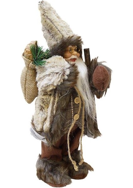 Yılbaşı Dekoru Çuvallı Rustik Noel Baba Figürlü Süsleme Aksesuarı Kahverengi 30 cm fırsatları