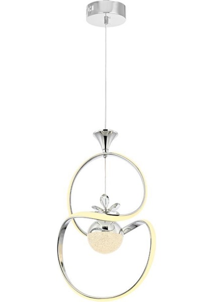 1921-1 Krom Kristal Taşlı LED Avize