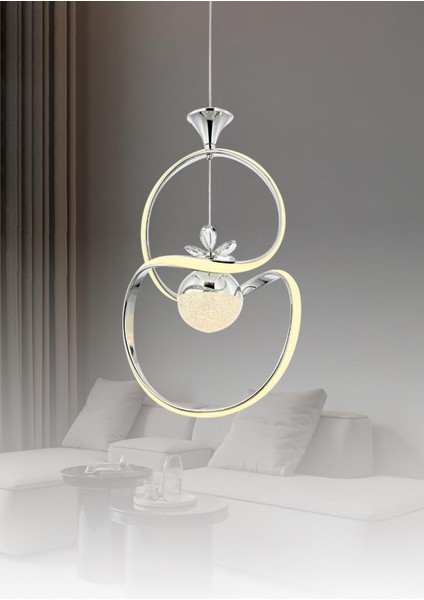 1921-1 Krom Kristal Taşlı LED Avize fiyatları