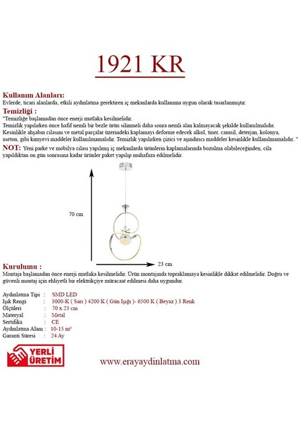 1921-1 Krom Kristal Taşlı LED Avize modelleri