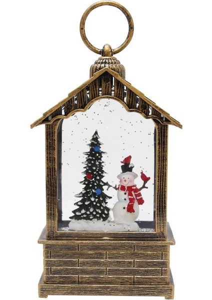Yılbaşı Kardan Adam Hediyelik Kar Küresi Fener Tasarımlı (Işıklı & Müzikli) 20 cm modelleri