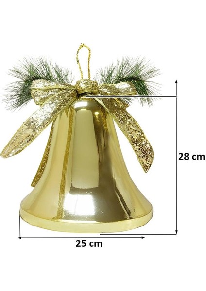 Yılbaşı Dekoru Büyük Boy Çan Dekoratif Süsleme Aksesuarı Altın 28 cm fiyatları