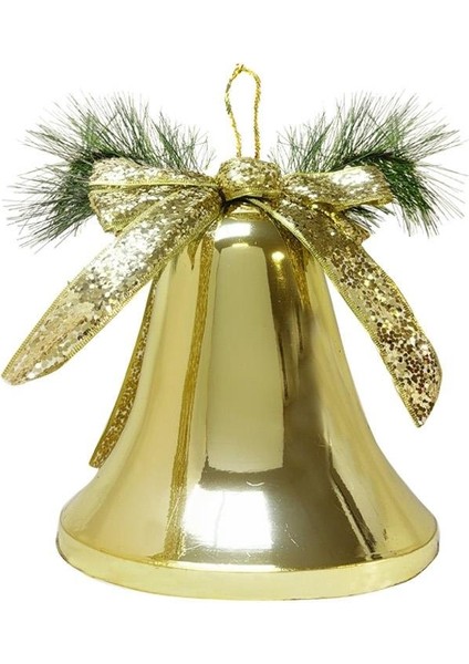 Yılbaşı Dekoru Büyük Boy Çan Dekoratif Süsleme Aksesuarı Altın 28 cm modelleri