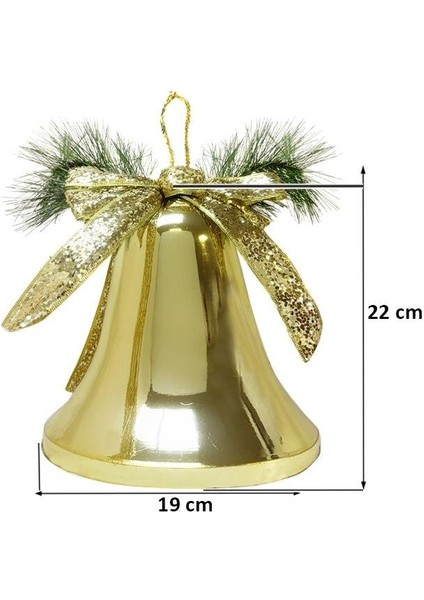 Yılbaşı Dekoru Kurdeleli Çan Dekoratif Süsleme Aksesuarı Altın 22 Cm fiyatları