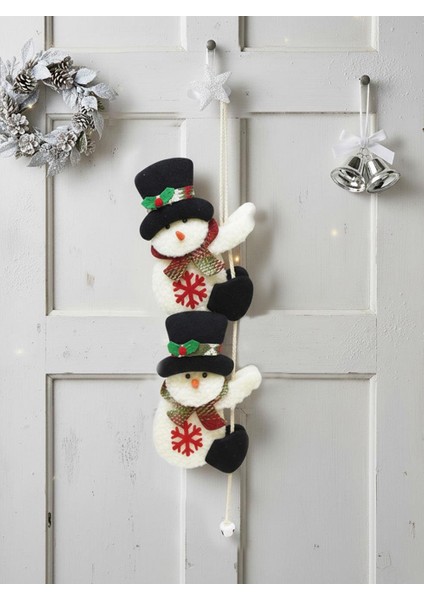 Yılbaşı Dekor Süsü Ipe Tırmanan Kardan Adam Asılabilir Dekoratif Süs 56 Cm