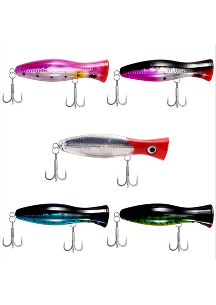 Yüzey Balıkçılık Yemleri - Popper - Yakalama / Dönen Balıkçılık Paketi - Deniz Balıkçılığı - 5 Parça - 12 5cm ve 40 Gram (Yurt Dışından)
