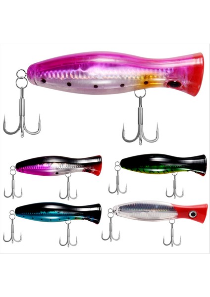 Yüzey Balıkçılık Yemleri - Popper - Yakalama / Dönen Balıkçılık Paketi - Deniz Balıkçılığı - 5 Parça - 12 5cm ve 40 Gram (Yurt Dışından) fiyatları