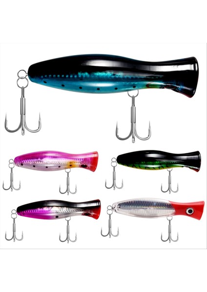 Yüzey Balıkçılık Yemleri - Popper - Yakalama / Dönen Balıkçılık Paketi - Deniz Balıkçılığı - 5 Parça - 12 5cm ve 40 Gram (Yurt Dışından) modelleri