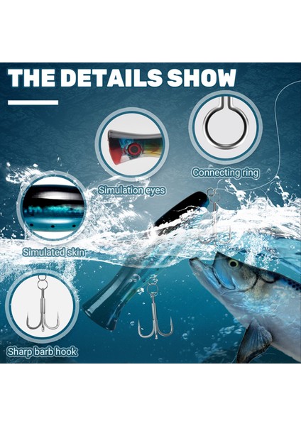 Yüzey Balıkçılık Yemleri - Popper - Yakalama / Dönen Balıkçılık Paketi - Deniz Balıkçılığı - 5 Parça - 12 5cm ve 40 Gram (Yurt Dışından) fırsatları