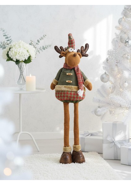 Yılbaşı Dekor Süsü Dekoratif Uzayan Peluş Geyik 52 - 90 Cm