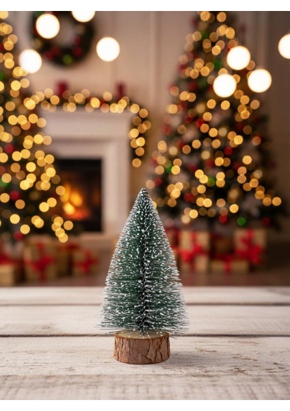 Yılbaşı Mini Karlı Çam Ağacı Masa Üstü Dekoratif Ağaç 20 cm