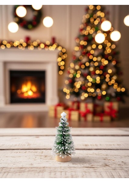 Yılbaşı Mini Karlı Çam Ağacı Masa Üstü Dekoratif Ağaç 5 cm