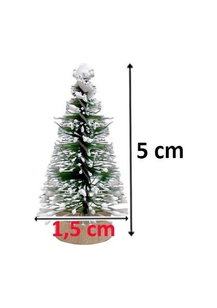 Yılbaşı Mini Karlı Çam Ağacı Masa Üstü Dekoratif Ağaç 5 cm fiyatları